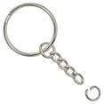 Metal Split Key Ring with Chain, 1Inch Nickel Plated, Bulk 120pcs for