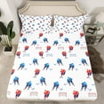 thumbnail image 2 of Homewish Ice Hockey Game Queen Sheet Sets,Ball Sport Lovers Flat Sheet,White Red Blue Queen Fitted Sheet For Girls Kids,Super Cozy Room Decor,4pcs, 2 of 7