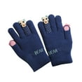 thumbnail image 2 of Dyfzdhu Children Baby Boys Girls Winter Warm Skiing Gloves Kids Cartoon Bear Fleece Knitted Full Finger Mittens Gloves Navy, 2 of 4