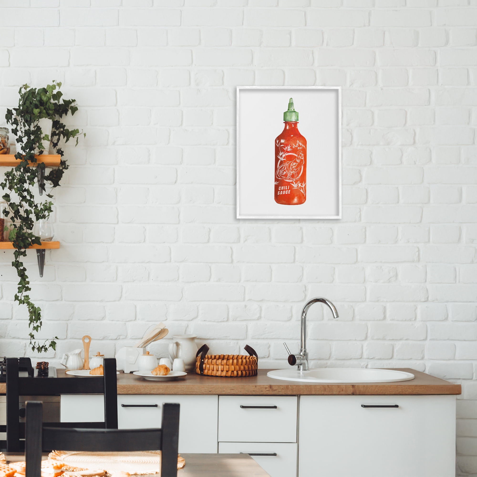 Stupell Industries Iconic Hot Sauce Bottle White Framed Giclee Art, design by Rylen McNett