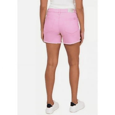 Seven7 Womens 5" Fray Hem Mid Rise Comfortable Denim Weekend Short Pink Size 8
