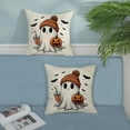 thumbnail image 3 of Halloween Pillow Covers 18x18 Set of 2 Pumpkin Black Bats Cute Ghost Throw Pillow Covers Halloween Decorations Outdoor Pillowcase for Halloween Home Decor Linen Cushion Case for Couch Sofa, 3 of 6