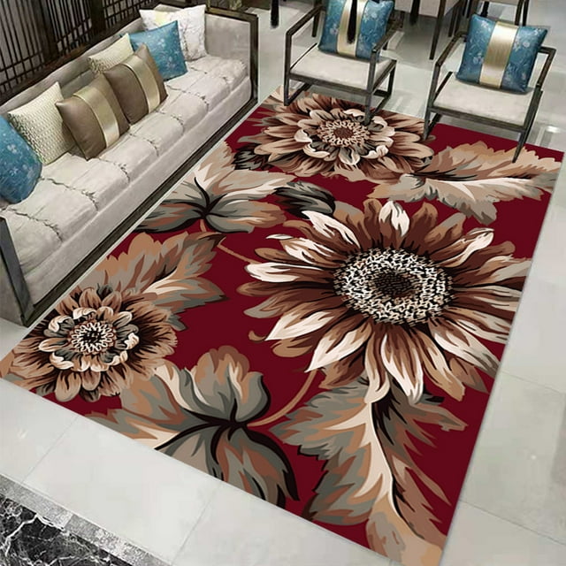 Colorful Blooming Flowers Area Rugs For Living Dinning Room Modern