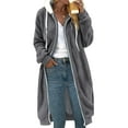 thumbnail image 3 of WRKEKC Women's Solid Color Sherpa Jacket Toggle Button Faux Shearling Coat Loose Fit Plush Warm Winter Outerwear for Cold Weather Fashion Gray 4XL, 3 of 4