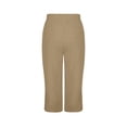 thumbnail image 5 of CBASIHI Womens Cotton Linen Capris with Pockets- Baggy Elastic Waist Drawstring Casual Summer Wide Leg Beach Pants Khaki Size XL, 5 of 7