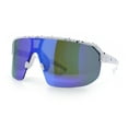thumbnail image 4 of Mens Oversized Color Mirror Shield MTB Half Rim Sport Plastic Sunglasses White - Blue Mirror, 4 of 8