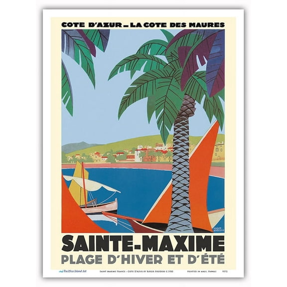 Saint Maxime France - Cote D’Azur French Riveria - Vintage Railroad Travel Poster by Roger Broders c.1930 - Master Art Print (Unframed) 9in x 12in