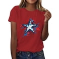 thumbnail image 5 of Goodtrade8 Summer T Shirts for Women American Flag July 4th Pullover Red White and Blue Graphic , Red White and Blue Crew Neck Short Sleeve Independence Day Juniors Tops Casual, 5 of 6