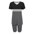 thumbnail image 4 of GERsome Womens 2 Piece Outfits Sweatsuits Summer Short Sleeve Loungewear Tracksuit Color Block V Neck Lounge Shorts Sets S-3XL, 4 of 5