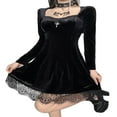 thumbnail image 4 of OUSITAID Robe Mini Gothique Vintage pour Femmes Élégante Taille Haute Croisée Manches Longues Automne Punk m, 4 of 6