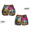 thumbnail image 6 of Yiaed Graffiti Lamp Urban Scene Print Women's Athletic Shorts Running Shorts Sporty Short High Waisted Elastic Workout Shorts for Yoga Gym Running & Sports -Large, 6 of 8