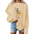 thumbnail image 2 of Riecok Womens Long Sleeve Sweatshirts Halloween Skeleton Print Pullover Spooky Season Crewneck Tops Funny Fall Outfit, 2 of 3