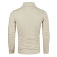 thumbnail image 5 of Men's Quarter Zip Pullover Quilted Sweater Long Sleeve Mock Neck with Pocket,Khaki M, 5 of 5