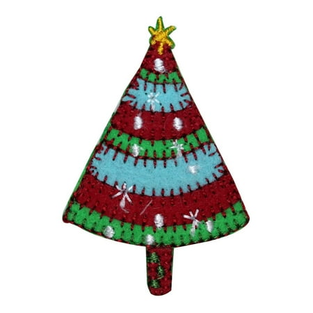 ID 8167A Festive Christmas Tree Patch Holiday Craft Embroidered Iron On