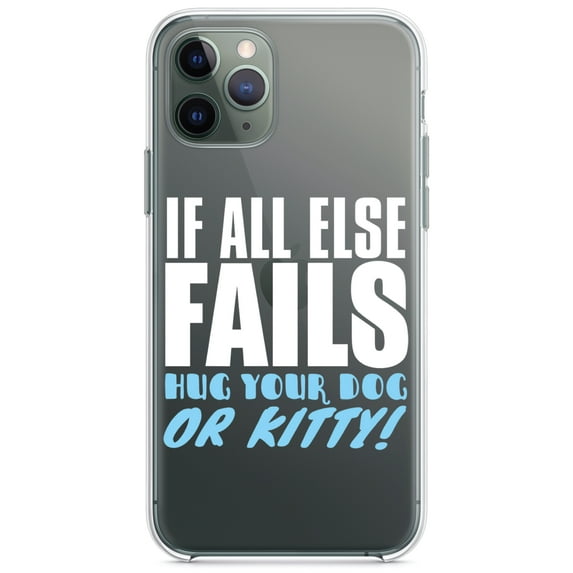 DistinctInk Clear Shockproof Hybrid Case for iPhone 11 Pro (5.8" Screen) - TPU Bumper Acrylic Back Tempered Glass Screen Protector - All Else Fails, Hug Your Dog or Kitty