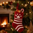 thumbnail image 4 of JeashCHAT 7" Mini Christmas Stocking Ornaments, Pet Dog Paw Print Red White Striped Knit Xmas Stocking, Small Candy Gift Bag, Christmas Tree Hanging Stocking, 4 of 7