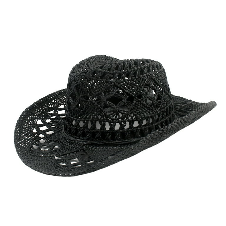 D-GROEE Straw Cowboy Hat Wide Brim Sun Hat Cowgirl Summer Panama Hat Men  Women Sombrero Travel Outdoor Family Hat 