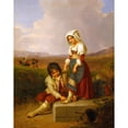 thumbnail image 2 of Penry Williams 12x14 Gold Ornate Wood Frame and Double Matted Museum Art Print Titled - A Shepherd-Boy and a Girl in the Roman Campagna, in the Background Aqua Claudia (1842), 2 of 4