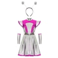 thumbnail image 3 of LiiYii 3Pcs Girls Alien Outfit Set Shiny Metallic Dress Headband Arm Sleeve Hair Hoop Outer Space Pink 12, 3 of 8