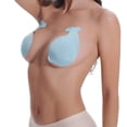 thumbnail image 2 of Sujetador invisible de silicona para mujeres empujar hacia arriba delfín pecho levantar hasta sujetador cinta pegatinas anti vacío pecho pasta adhesivo para mujeres (azul cielo, L / XL) oso de fresa vestir, 2 of 5