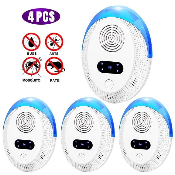 Ultrasonic Pest Repeller 4 Pack,Roach Killer, Ultrasonic Frequency Conversion Pest Control Mosquito Repellent Indoor for Home, Office, Repel Bugs for Roaches Spiders Flies Mosquitoes bat Fleas Rodents