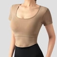 thumbnail image 2 of ZyeKqe Workout Tops for Women Built in Bra Yoga Top Short Sleeve Square Neck Athletic Sport Tops, 2 of 6