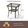 thumbnail image 7 of Unnifurnzi Outdoor Wicker Side Table-Patio PE Rattan End Table with Tempered Glass Top 2-Tier Storage Shelf Square Side Table for Deck Porch Balcony Garden-Brown, 7 of 7