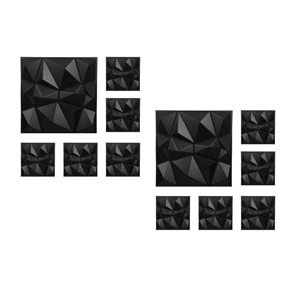 Masteelf 12 pcs  Modern Interior Accent Wall Panel 3D Wall Panels Geometric Textured Wall Tiles for Living Room Bedroom Hotel Office Decoration Black