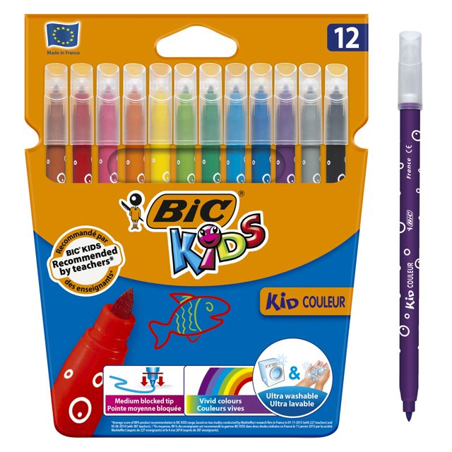 Bolígrafos para colorear BIC Kids Kid Couleur Value Pack 10 + 2 gratis