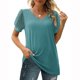thumbnail image 5 of ICHUANYI Clearance Fashion Woman Causal V-Neck Vintage Solid Blouse Short Sleeve T-Shirt Summer Tops(Navy, XXL) ICHUANYI WER2023080711618, 5 of 8