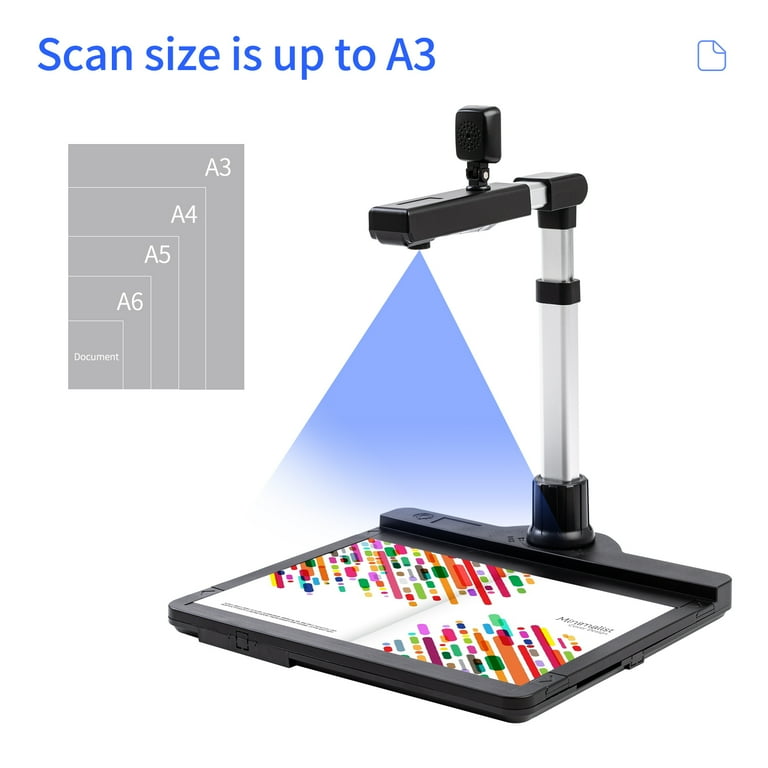 Aibecy X1000 Document Camera Scanner A3 Capture Size Dual Camera USB2.0  High Speed Scanner with LED Light OCR Function Video Recording Convert to  PDF Format for Office Classroom Online Teach 