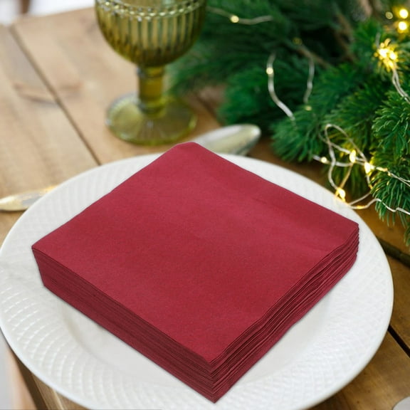 KONTONTY Disposable Cocktail Napkins for Parties Made from Wood Pulp Dark Red 50 Pcs