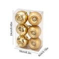 thumbnail image 3 of 6 Pack 3 Inch Gold Christmas Decorative Ball Ornaments, Hanging Pendant Bauble for Xmas Tree Wedding Holiday Party Festival Home Decor, 3 of 6