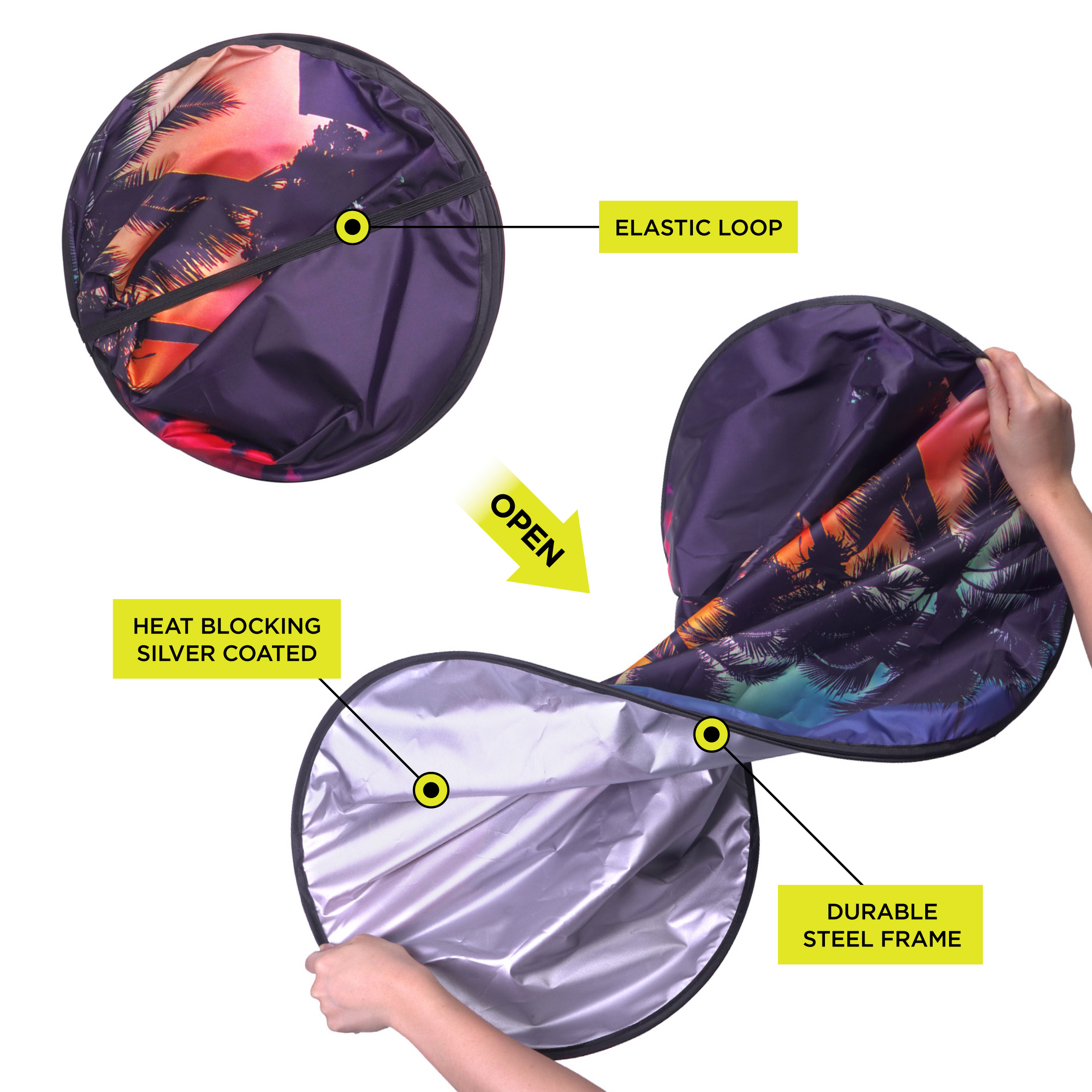 Auto Drive Sunset Palm Tree Twist Sunshade, 2-Pack photo 4