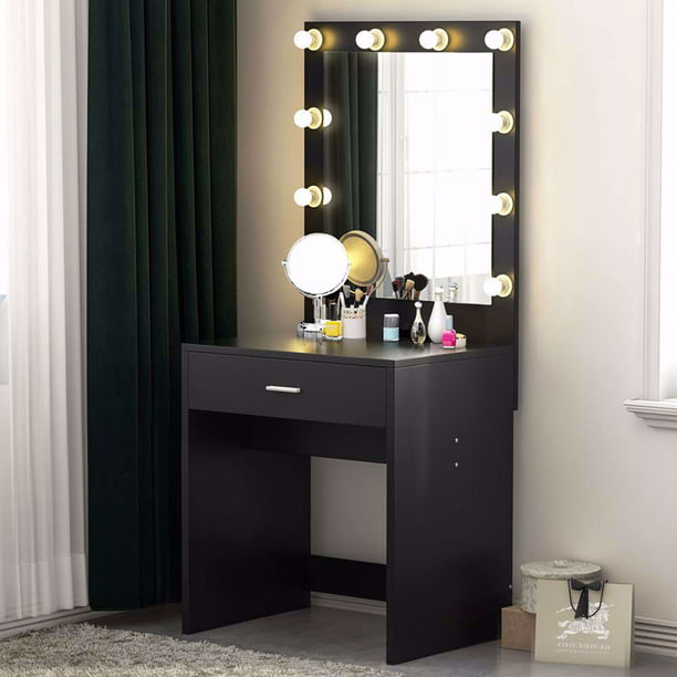 Tribesigns Vanity Set With Lighted, Lighted Dressing Table Mirror