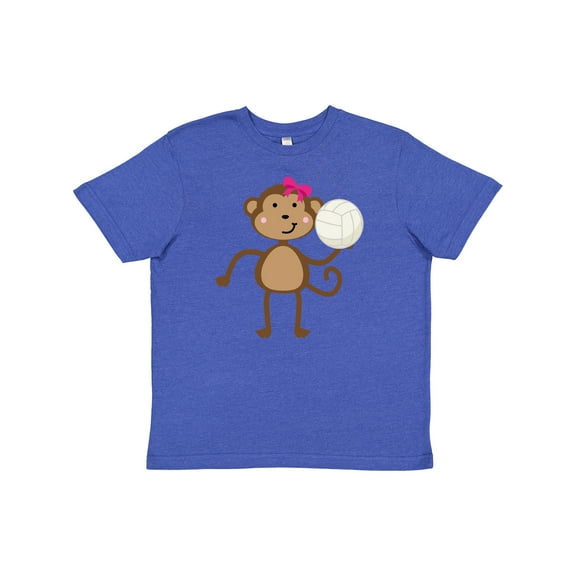 Inktastic Cute Volleyball Girl Monkey Youth T-Shirt