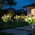 thumbnail image 4 of Lámpara solar para exteriores con 5 tulipanes, resistente al agua, con estaca, decorativa de plástico, para jardín y patio., 4 of 6