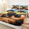 thumbnail image 5 of Meiyoeat Graffiti Monster Truck Bed Sheets 4-Piece for Boys,Checkered Race Flag Full Size Sheets,Orange Green,1 Fitted Sheet,1 Flat Sheet and 2 Pillowcases, 5 of 6
