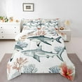 thumbnail image 3 of Homewish Kawaii Cartoon Shark Queen Comforter Set, Cute Marine Animal Sealife Bedding Sets, Ocean Theme Reversible Bedding Comforter Set, Luxury Bedroom Decor, 3pcs, 3 of 8