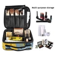 thumbnail image 5 of Makeup Train Case with Adjustable Dividers,Cosmetic Bag Portable Portability Bag Case Gifts Yellow Flowers and Leaves, 5 of 8
