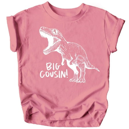 

Big Cousin Dinosaur T-Shirts for Girls and Boys Fun Family Outfits White on Mauve Shirt 18 Months