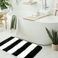 thumbnail image 2 of Unique Bargains Non Slip Microfiber Striped Bathroom Rugs Black&White 20"x31", 2 of 8