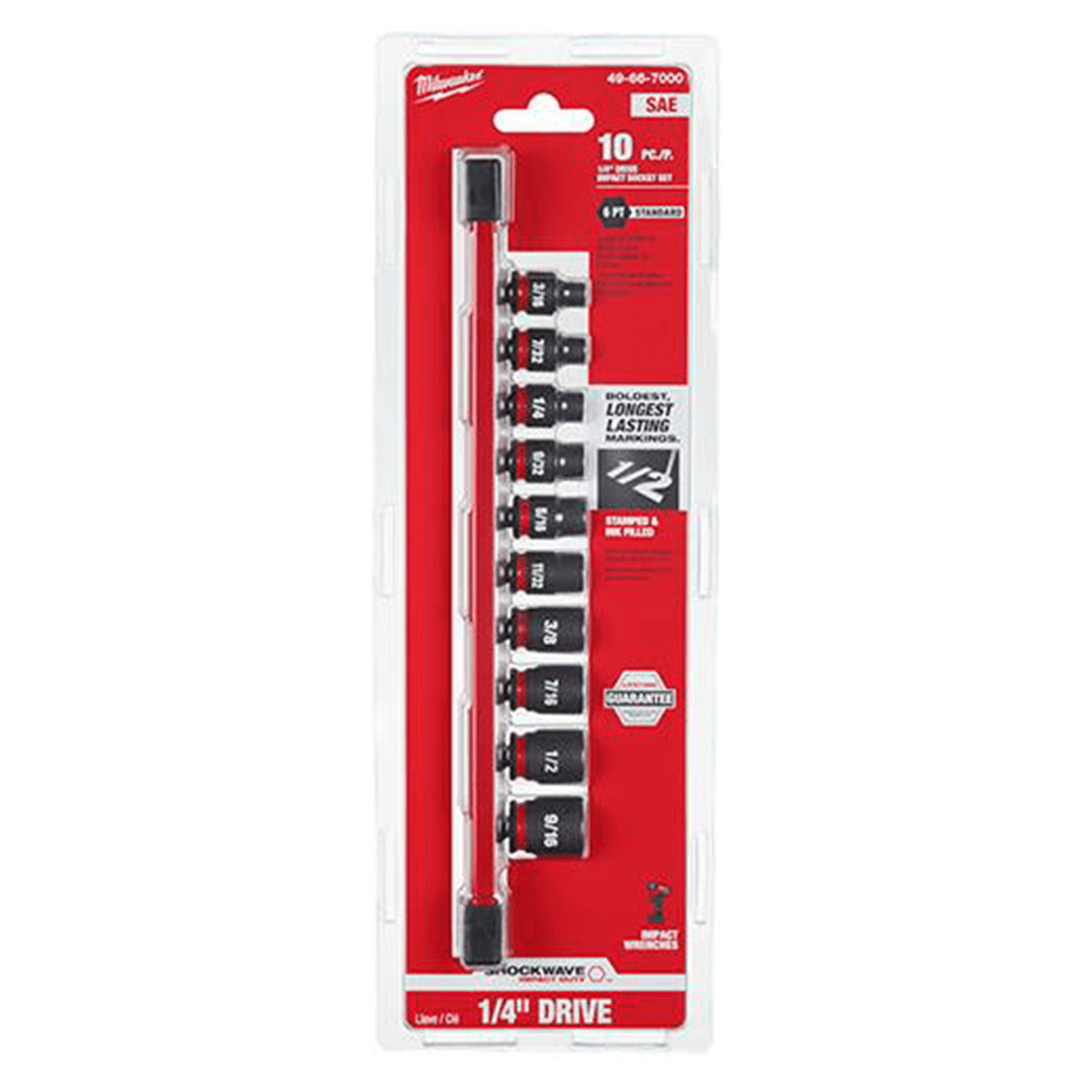 Milwaukee Tool 10PC SHOCKWAVE Impact Duty  SAE Standard 6 Point Socket Set