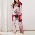 thumbnail image 2 of Fotbe Colorful Dog Cat Collage Pattern Long Sleeve Pajama Set for Women,Sleepwear Set,2-piece Loungewear Set,Soft PJs Comfy Nightwear with Pockets -XX-Large, 2 of 7