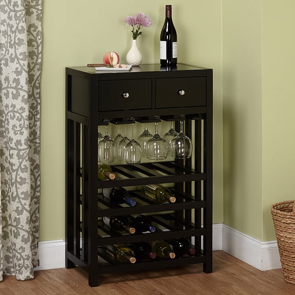 Simple Living  Pinot Wood 20-bottle Bar Cabinet Black
