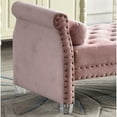 thumbnail image 5 of Stefania 71-inch Rolled Arm Oversized Velvet Tufted Upholstered Bench Standard Benches Grey Velvet,Acrylic Mid-Century Modern, 5 of 5