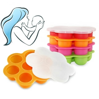 haakaa Silicone Freezer Tray,Ice Cube Trays with Lid,Perfect for Baby Food  and Breast Milk Freezer, Vegetable & Fruit Purees,6 x 2 oz, Blush