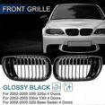 thumbnail image 4 of Gloss Black Front Hood Kidney Grill for - E46 3 Series 2002-2005 4D Sedan 318I 320I 323I 328I Front, 4 of 5
