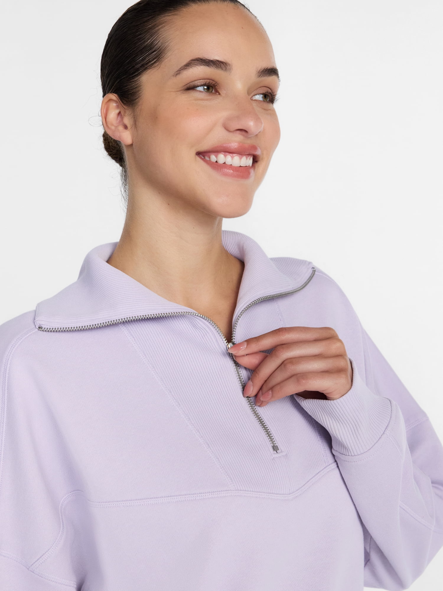 Athletic Works Women's and Women's Plus Quarter-Zip Sweatshirt, Midweight, Size XS-4X