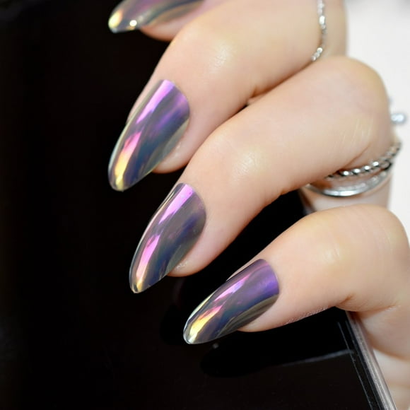 Stilettos Sharp Nails Chrome Chameleon Mirror Metallic False Nail Metal Pink Gold Light Nails Acrylic Stiletto Nail Art